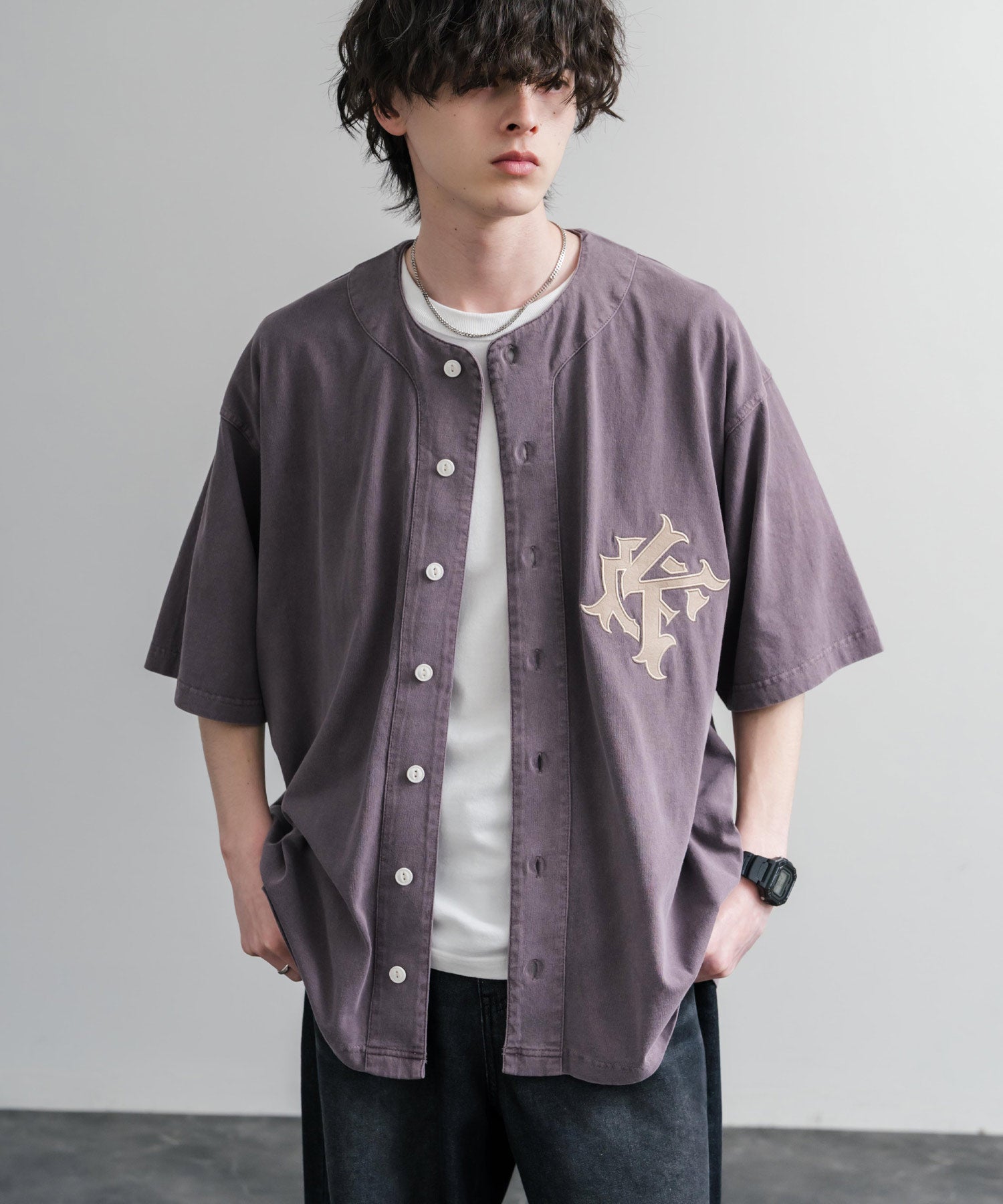 KRIFF MAYER クリフメイヤー ピグメント加工オーバーサイズベースボールシャツ 2547200 15908