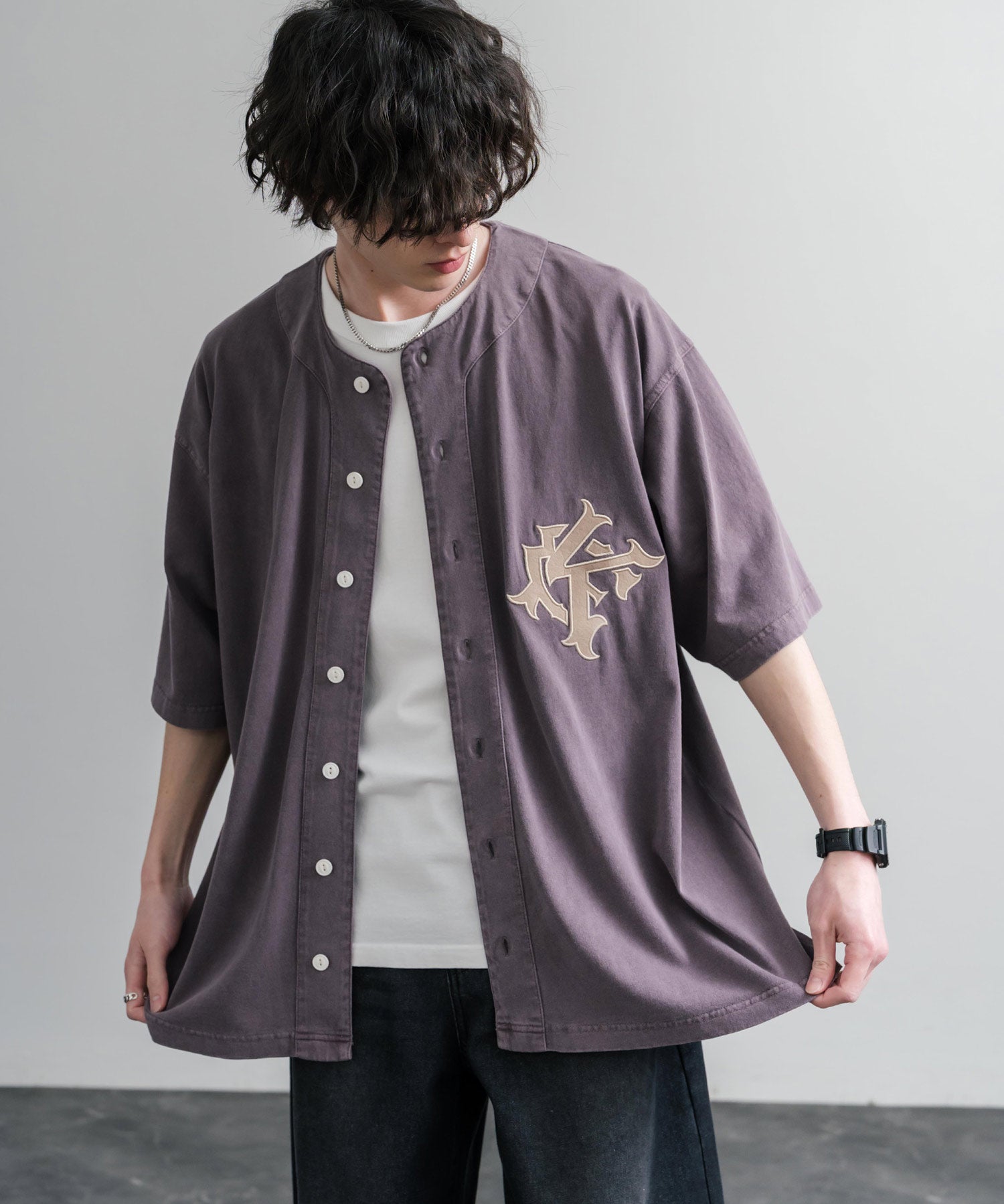 KRIFF MAYER クリフメイヤー ピグメント加工オーバーサイズベースボールシャツ 2547200 15908