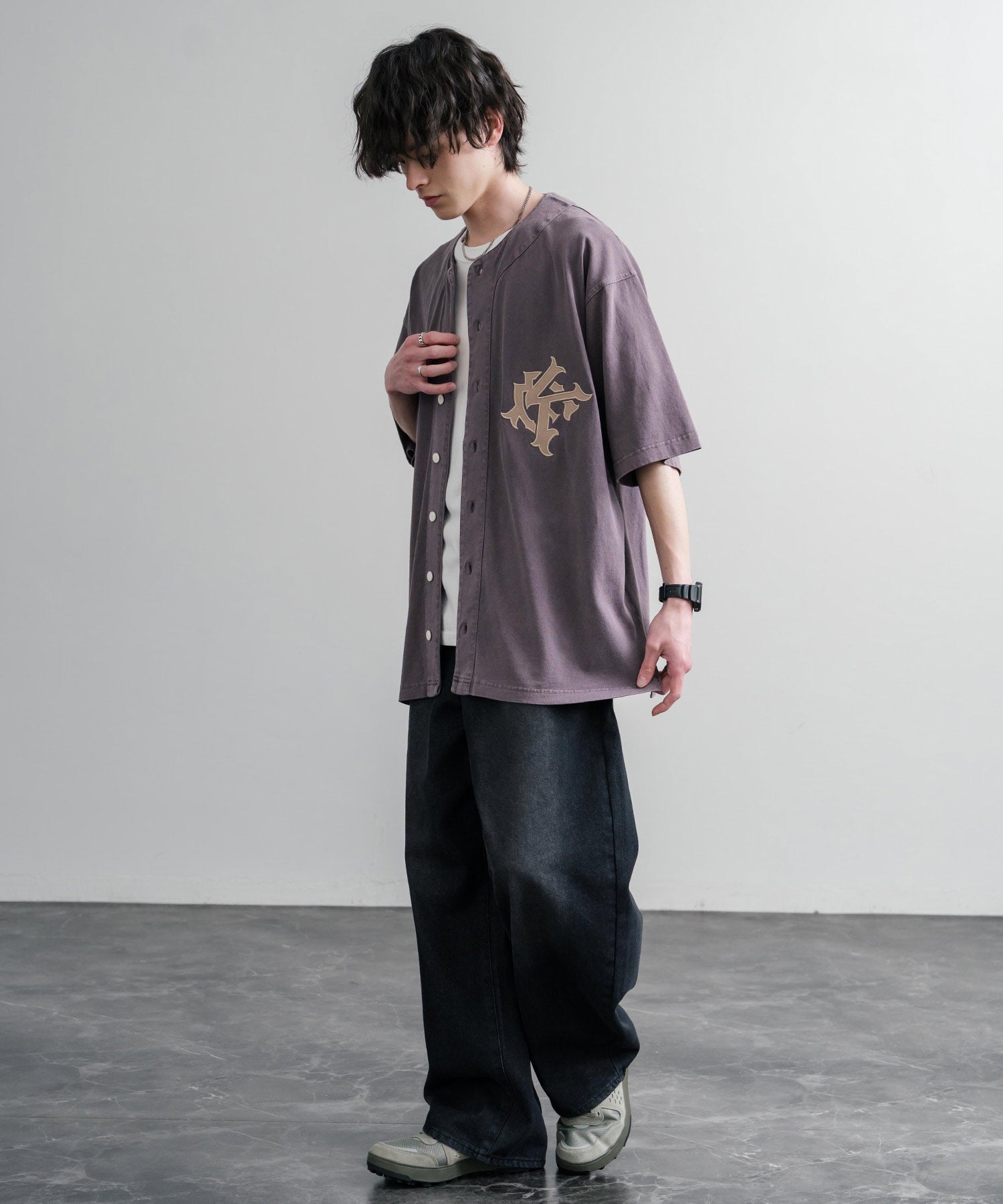KRIFF MAYER クリフメイヤー ピグメント加工オーバーサイズベースボールシャツ 2547200 15908
