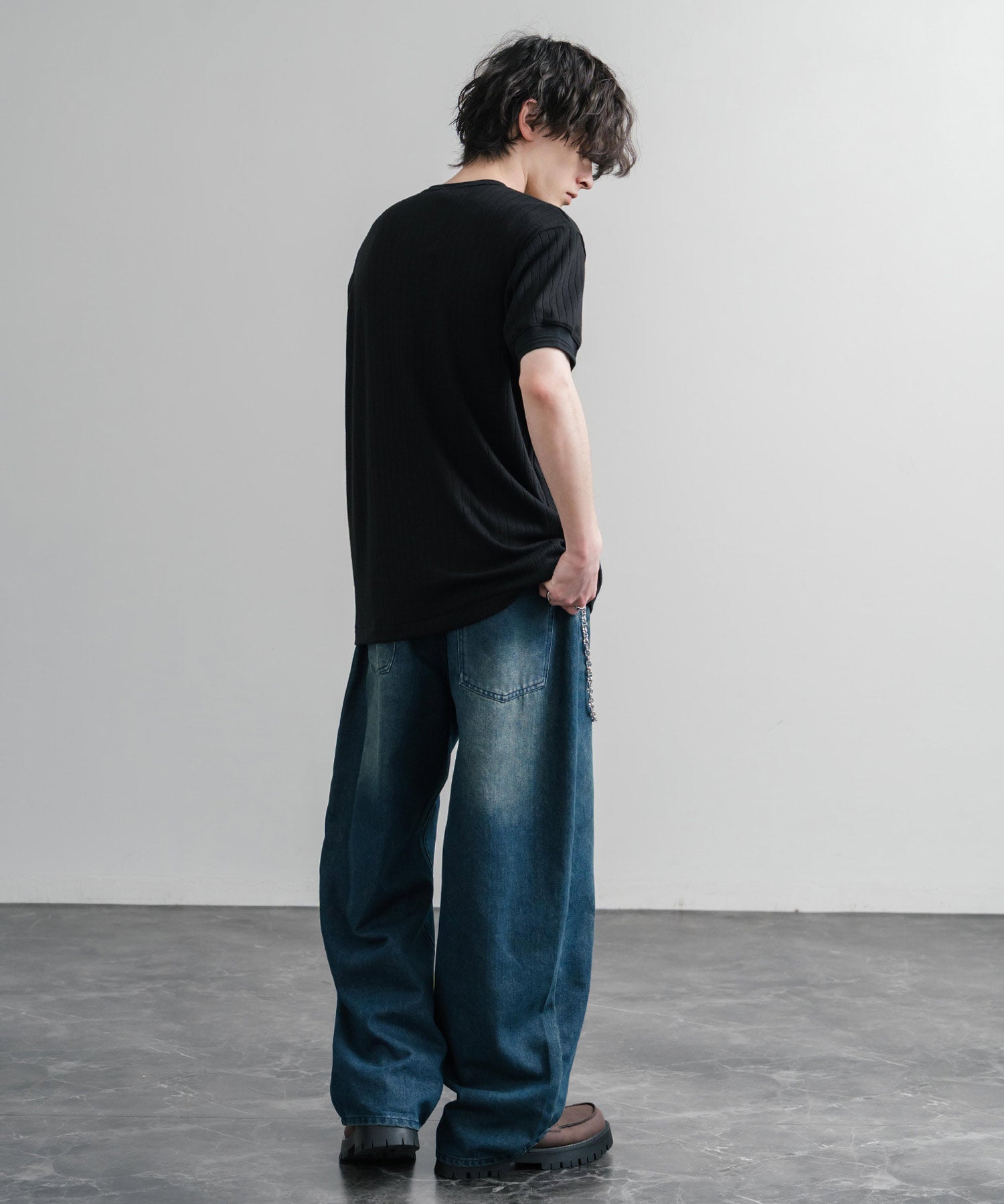 KRIFF MAYER クリフメイヤー ワンポイントロゴ針抜きヘンリーネックTシャツ 2545102 15909