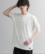KRIFF MAYER クリフメイヤー ワンポイントロゴ針抜きヘンリーネックTシャツ 2545102 15909
