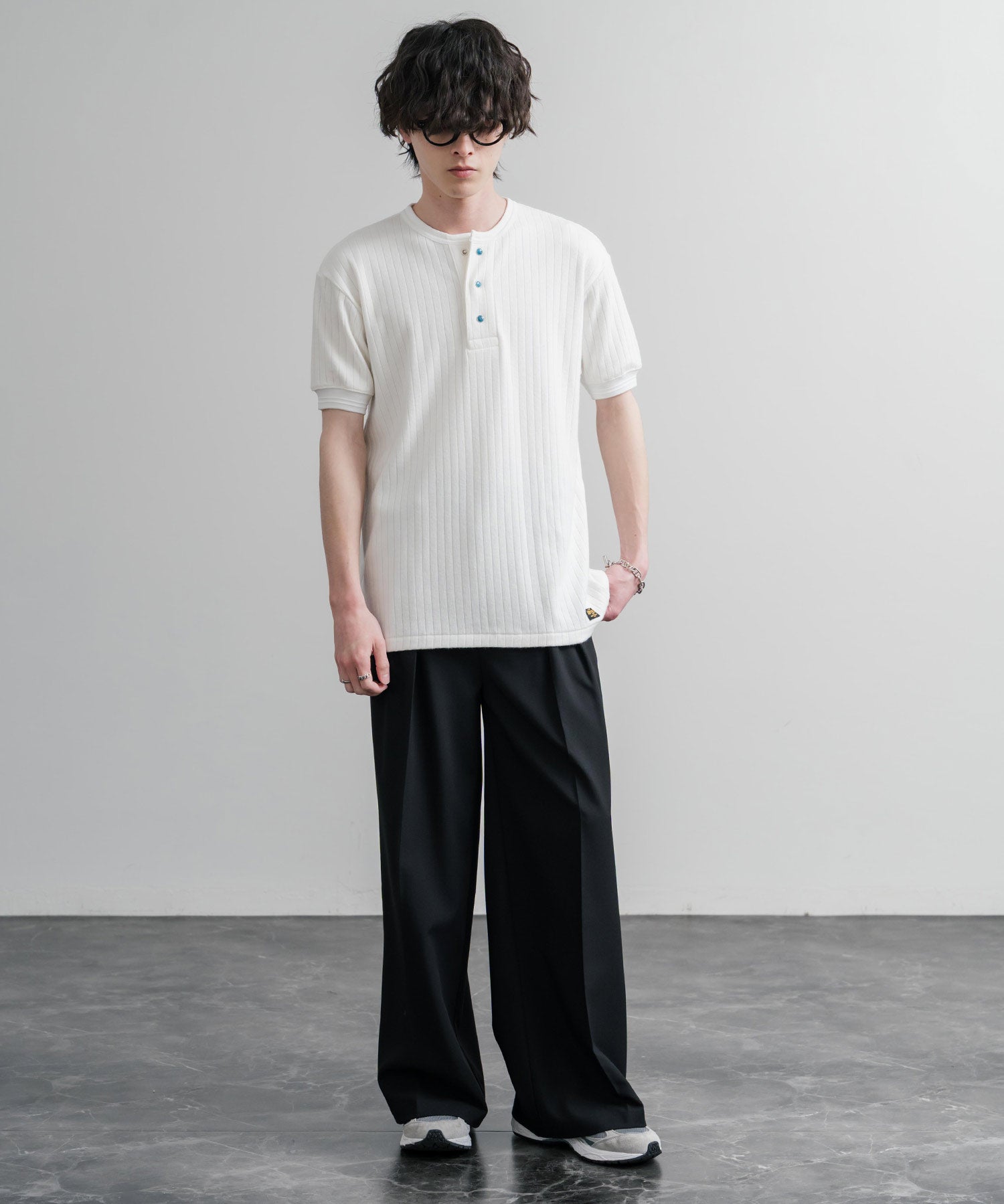 KRIFF MAYER クリフメイヤー ワンポイントロゴ針抜きヘンリーネックTシャツ 2545102 15909