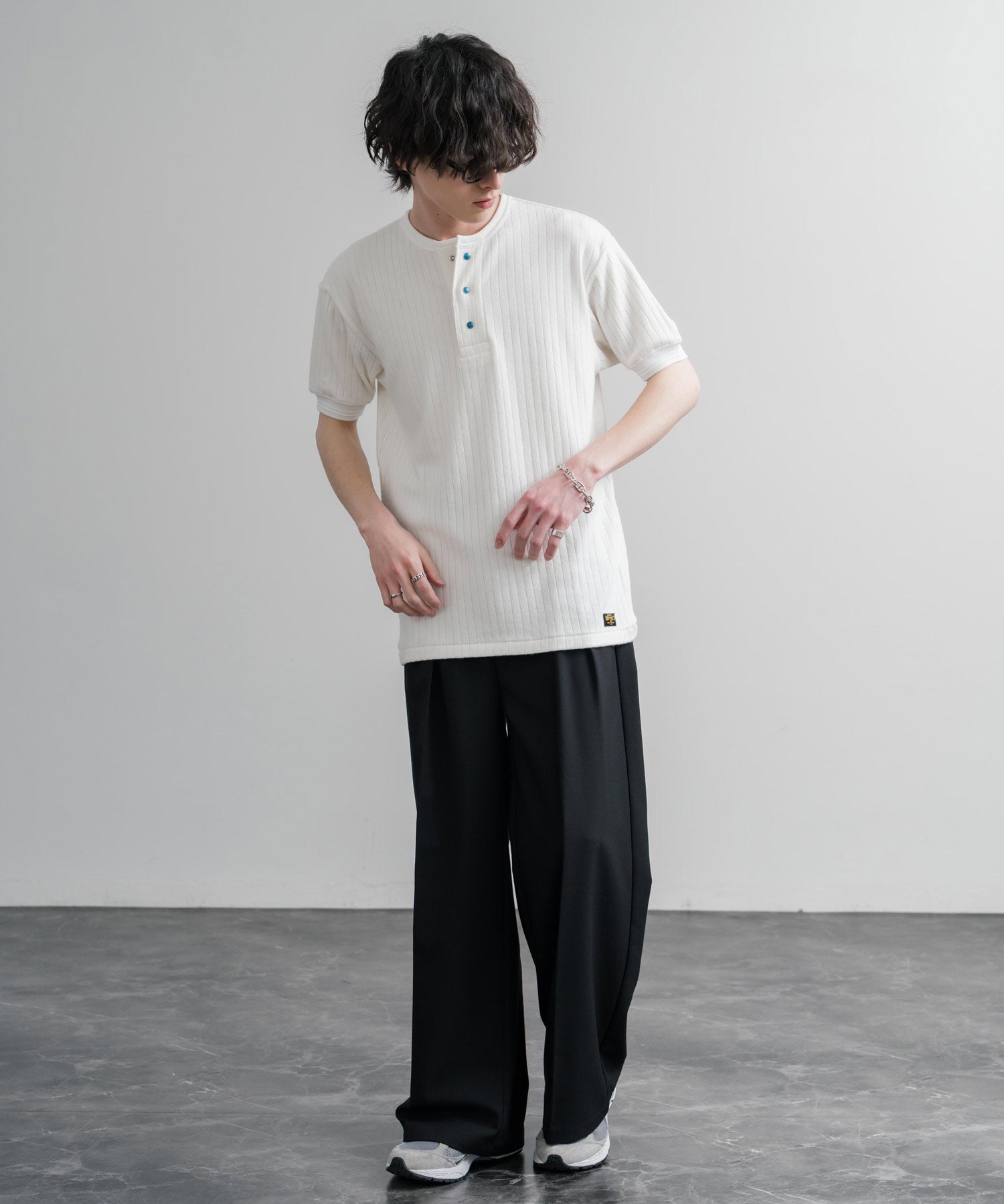 KRIFF MAYER クリフメイヤー ワンポイントロゴ針抜きヘンリーネックTシャツ 2545102 15909