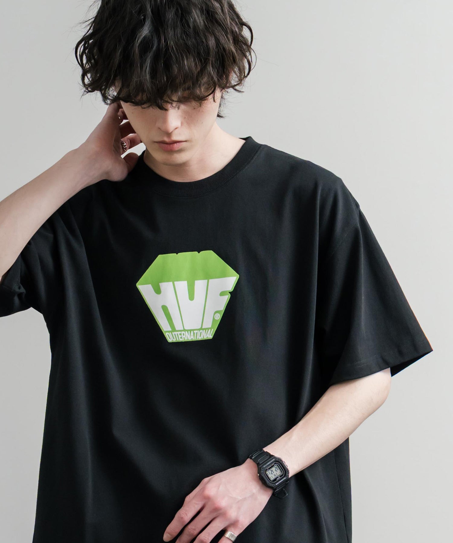 HUF ハフ オーバーサイズ ポケット プリント アソート半袖コットンTシャツ 15911