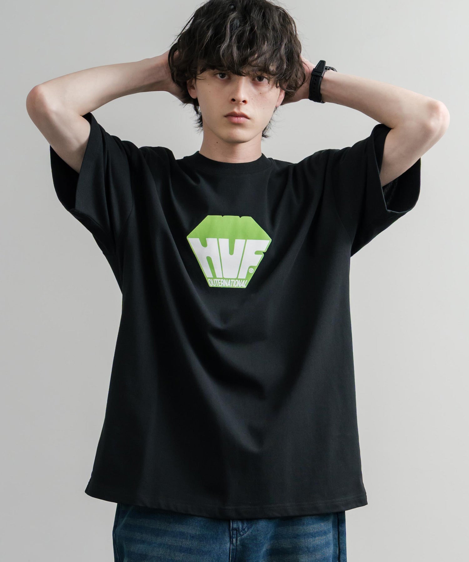 HUF ハフ オーバーサイズ ポケット プリント アソート半袖コットンTシャツ 15911