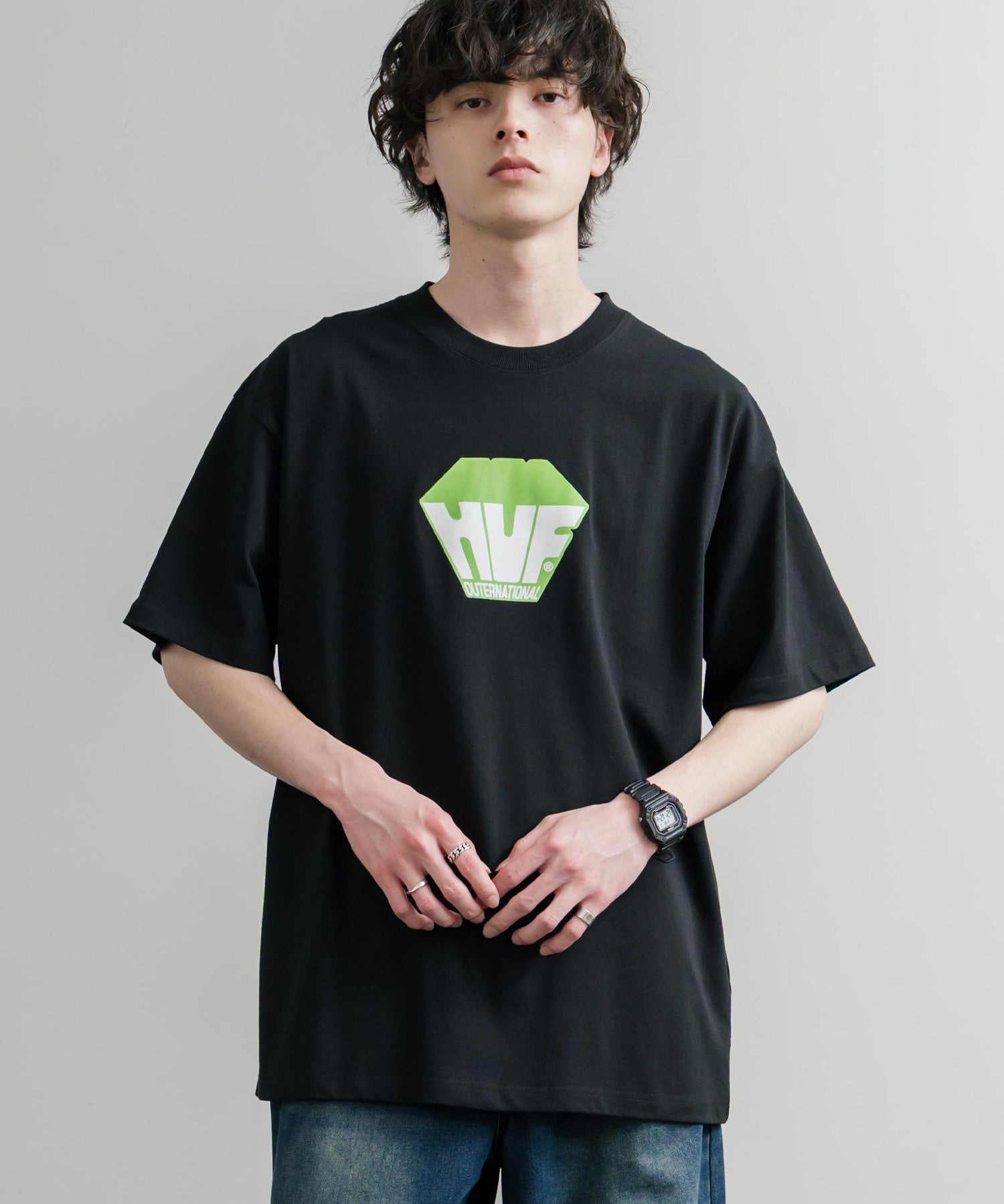 HUF ハフ オーバーサイズ ポケット プリント アソート半袖コットンTシャツ 15911