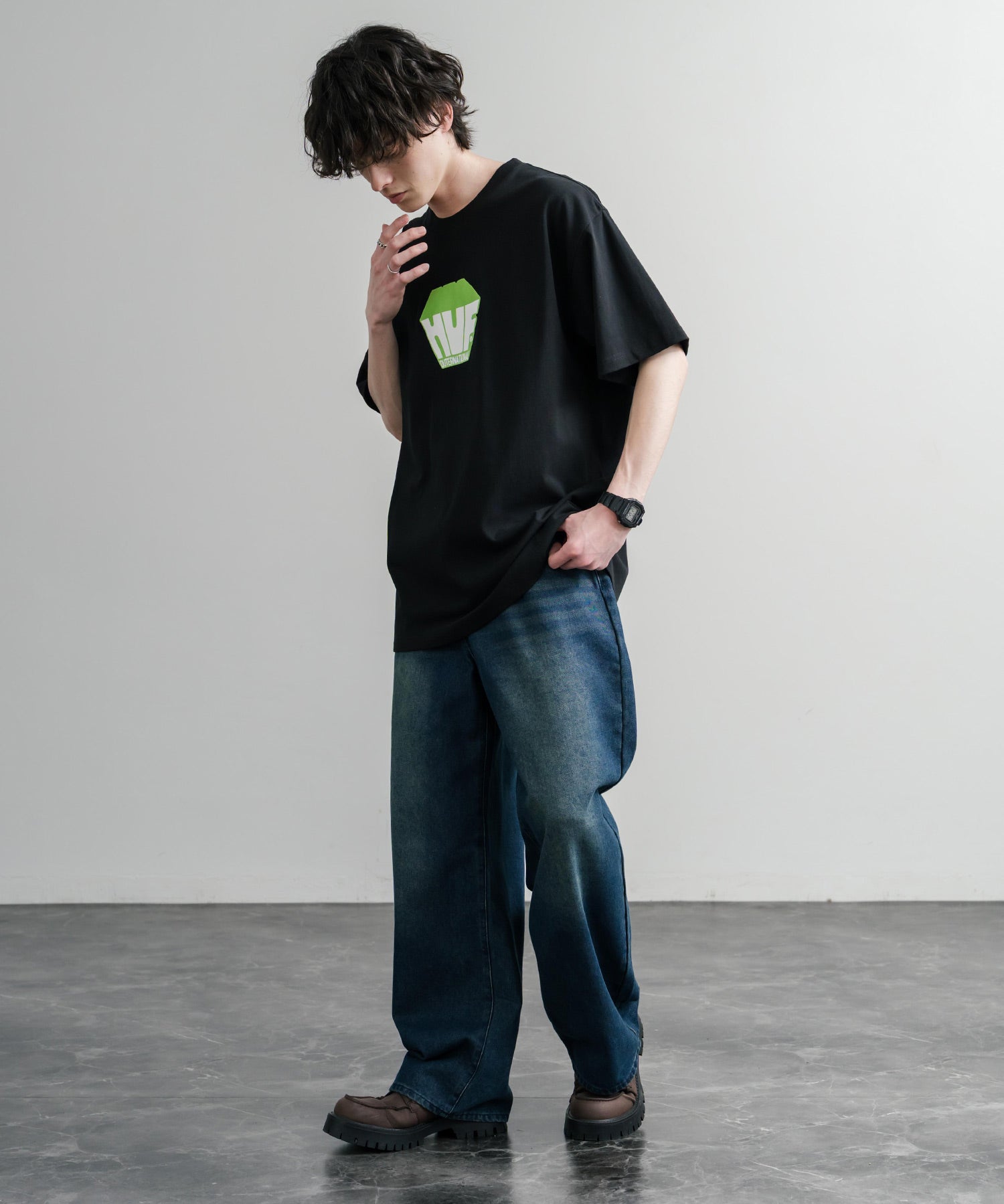 HUF ハフ オーバーサイズ ポケット プリント アソート半袖コットンTシャツ 15911