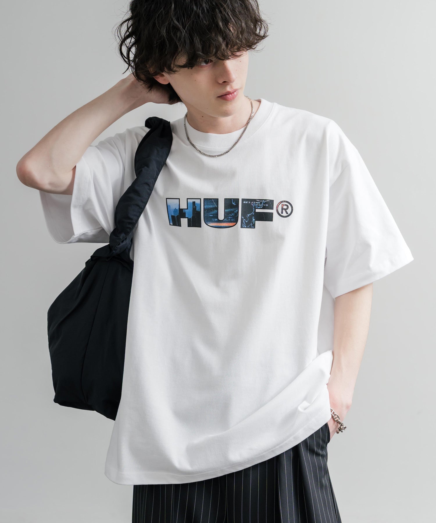 HUF ハフ オーバーサイズ ポケット プリント アソート半袖コットンTシャツ 15911