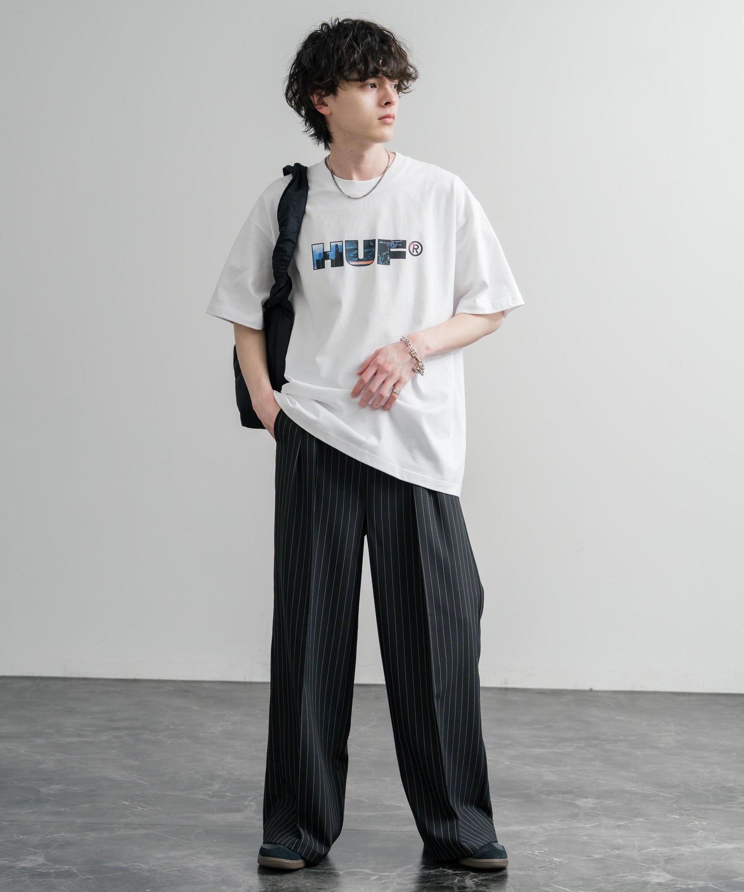 HUF ハフ オーバーサイズ ポケット プリント アソート半袖コットンTシャツ 15911