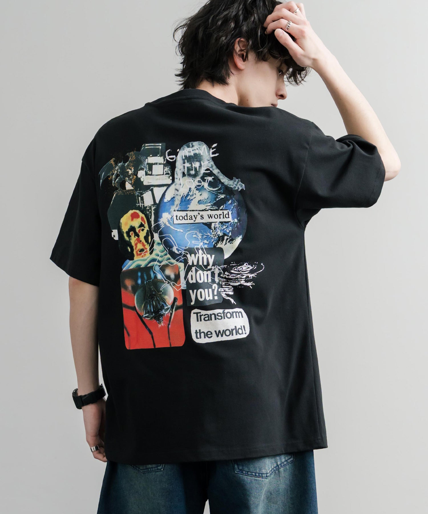 HUF ハフ オーバーサイズ ポケット プリント アソート半袖コットンTシャツ 15911