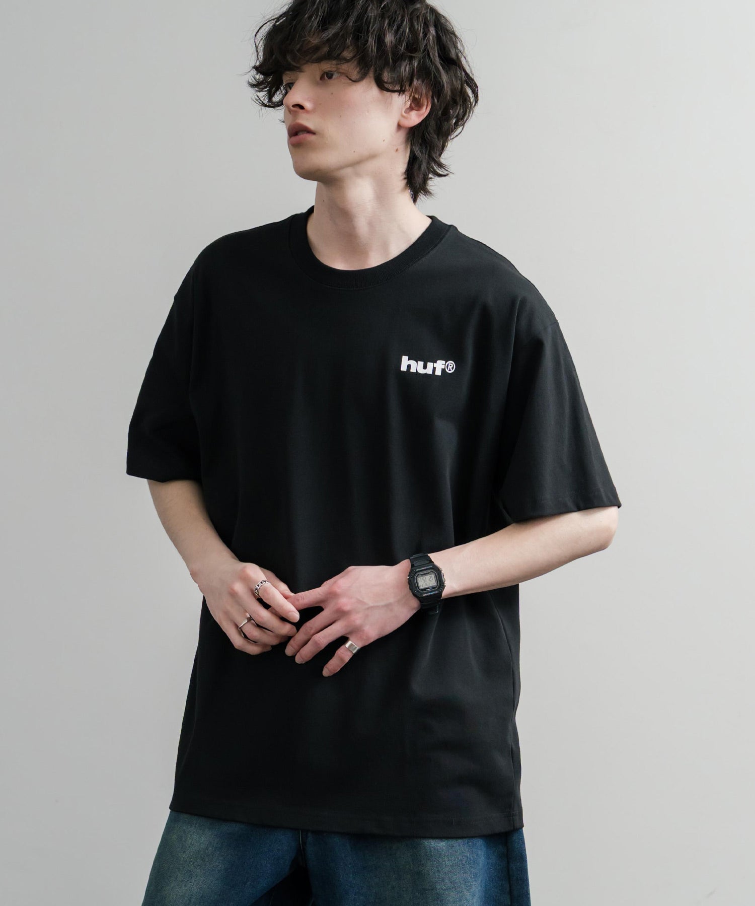 HUF ハフ オーバーサイズ ポケット プリント アソート半袖コットンTシャツ 15911