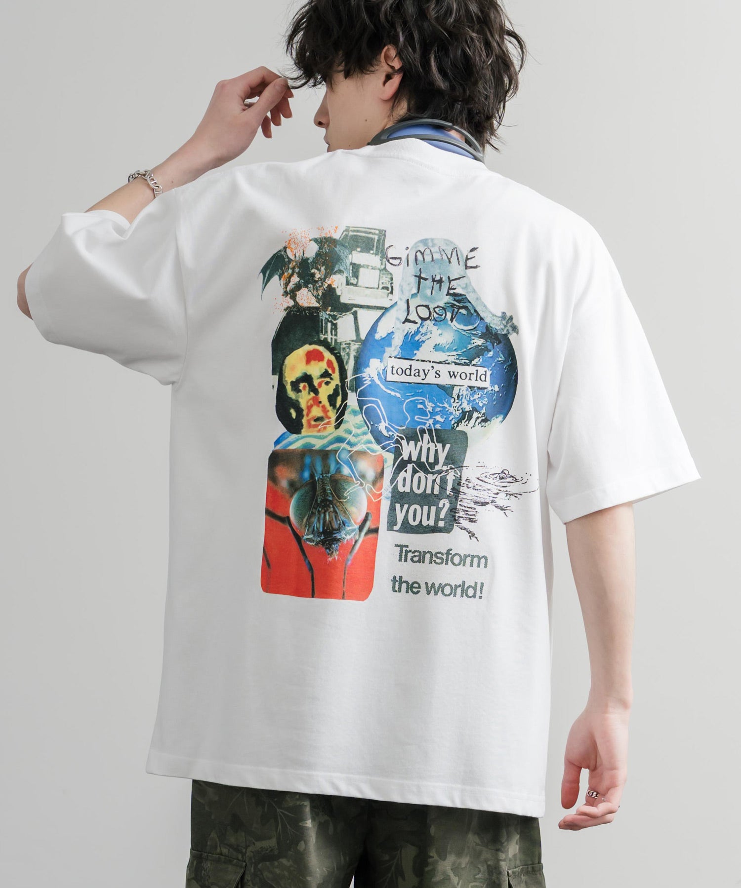 HUF ハフ オーバーサイズ ポケット プリント アソート半袖コットンTシャツ 15911