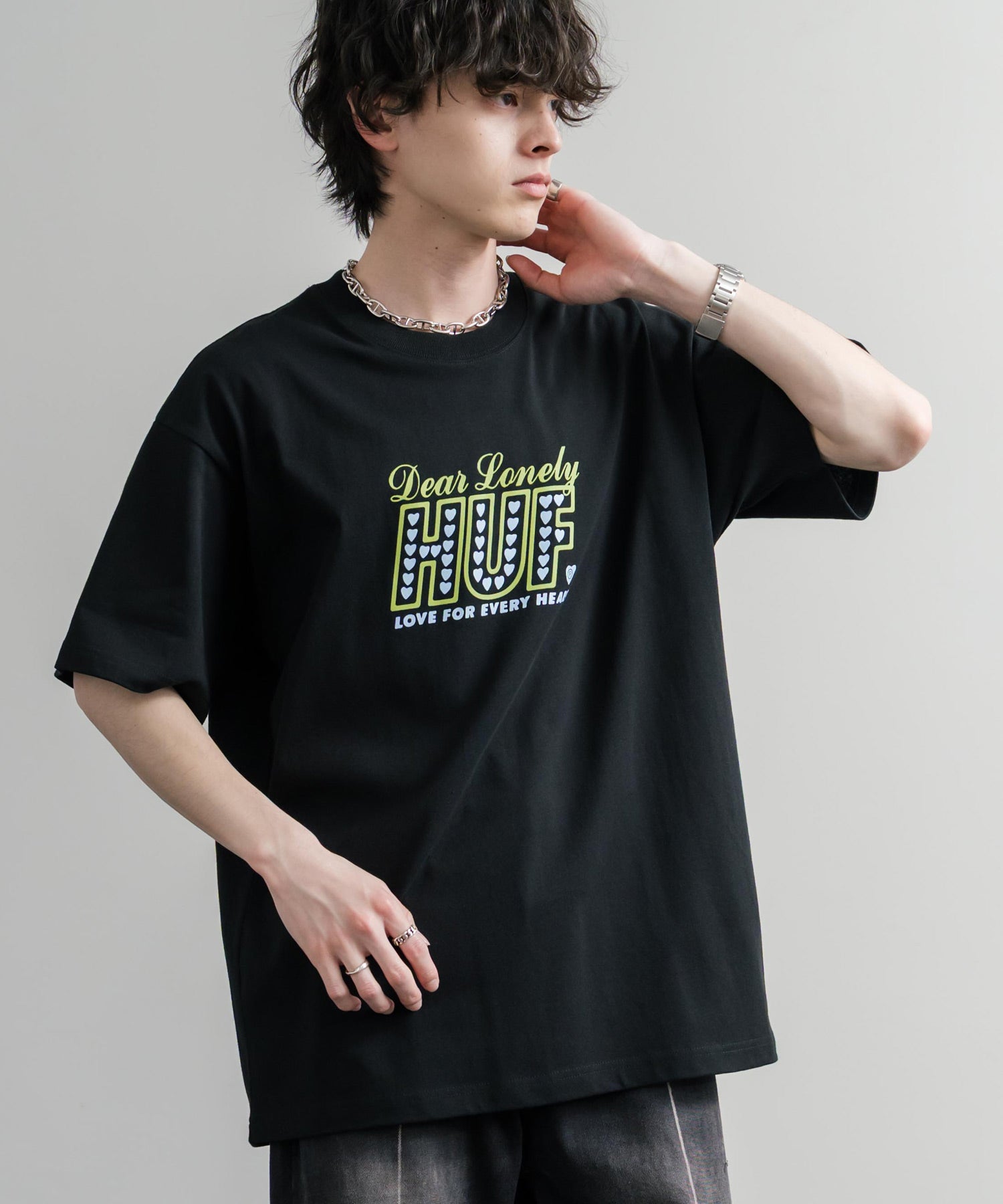 HUF ハフ オーバーサイズ ポケット プリント アソート半袖コットンTシャツ 15911