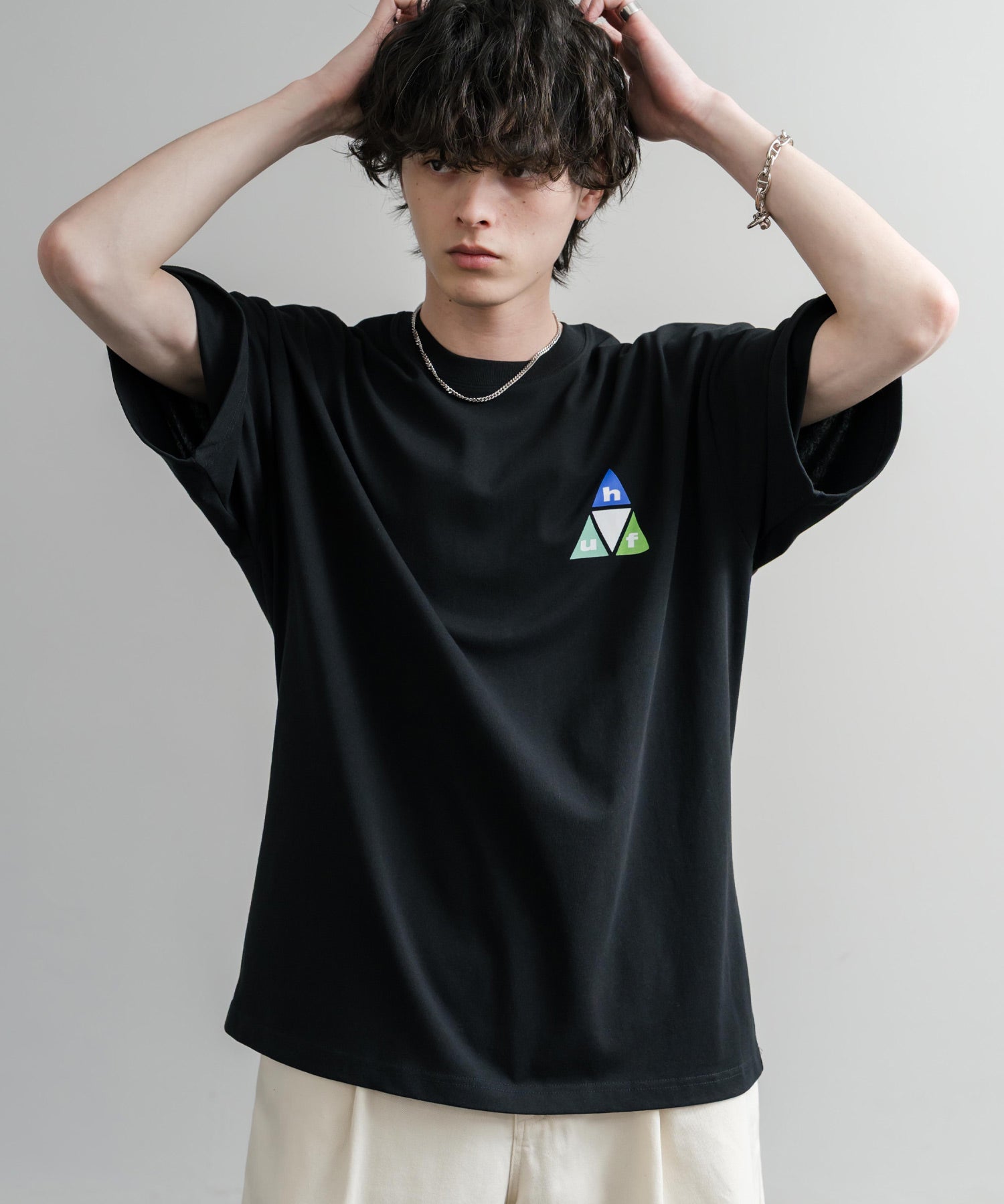 HUF ハフ オーバーサイズ ポケット プリント アソート半袖コットンTシャツ 15911