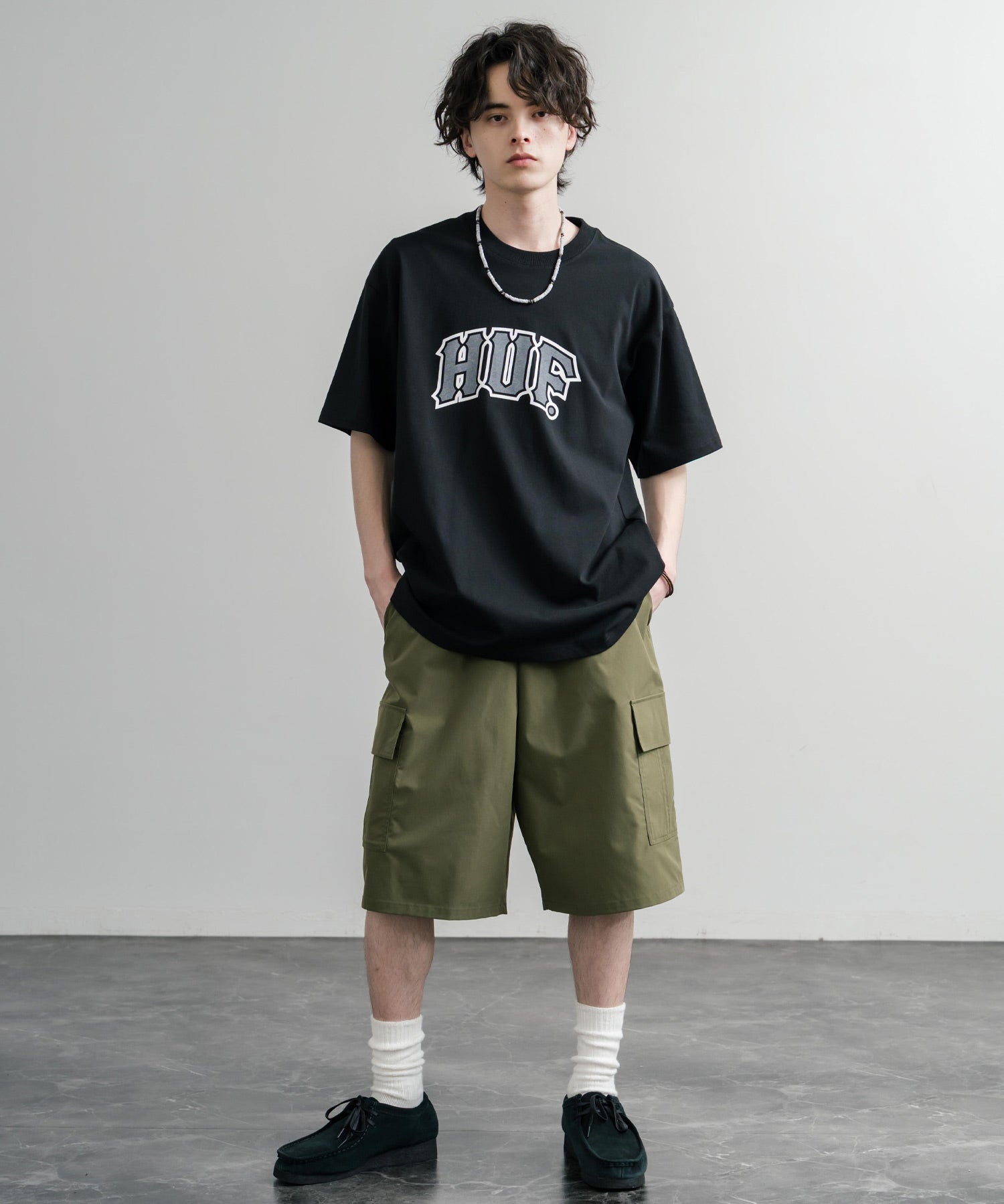 HUF ハフ オーバーサイズ ポケット プリント アソート半袖コットンTシャツ 15911