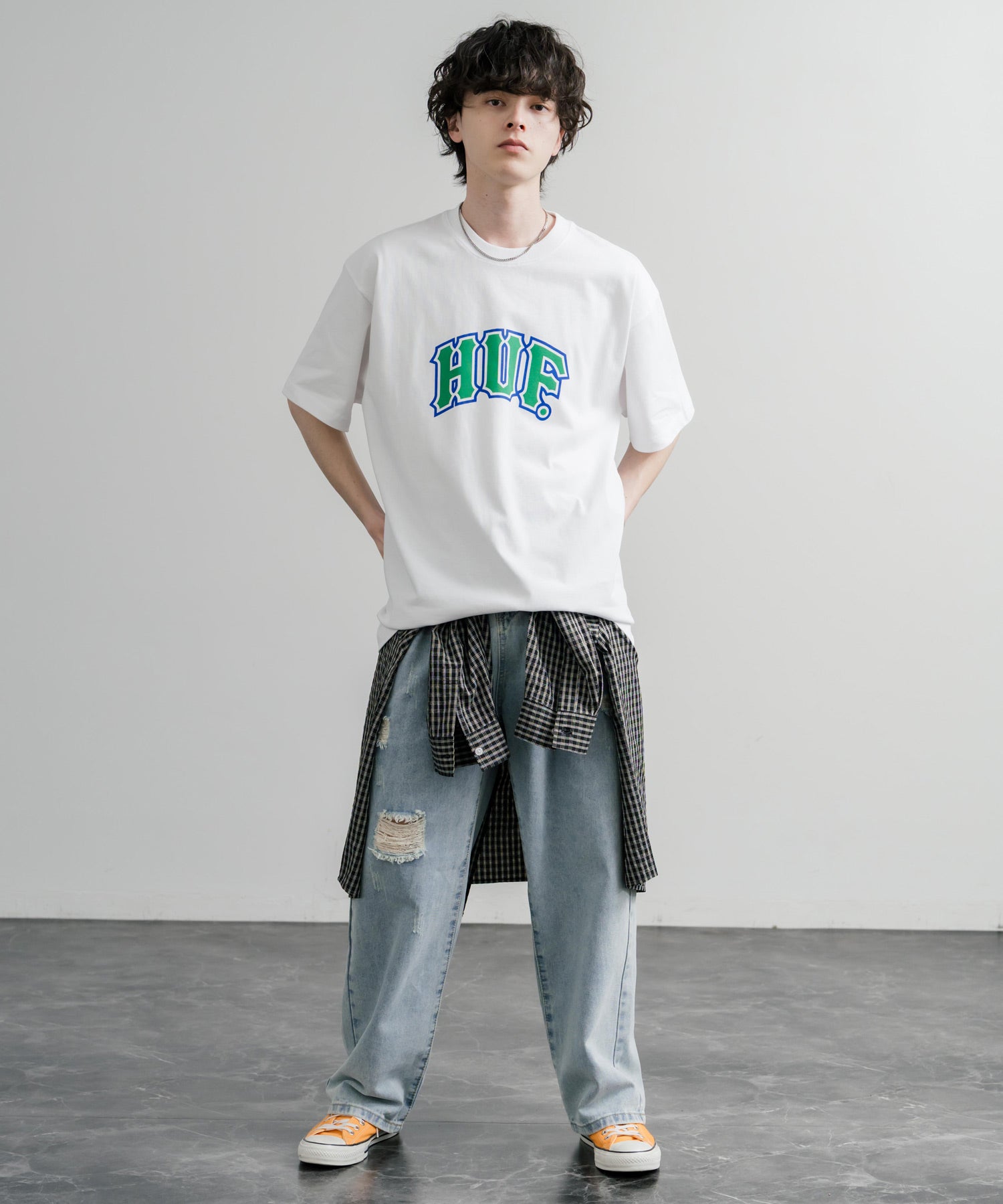 HUF ハフ オーバーサイズ ポケット プリント アソート半袖コットンTシャツ 15911