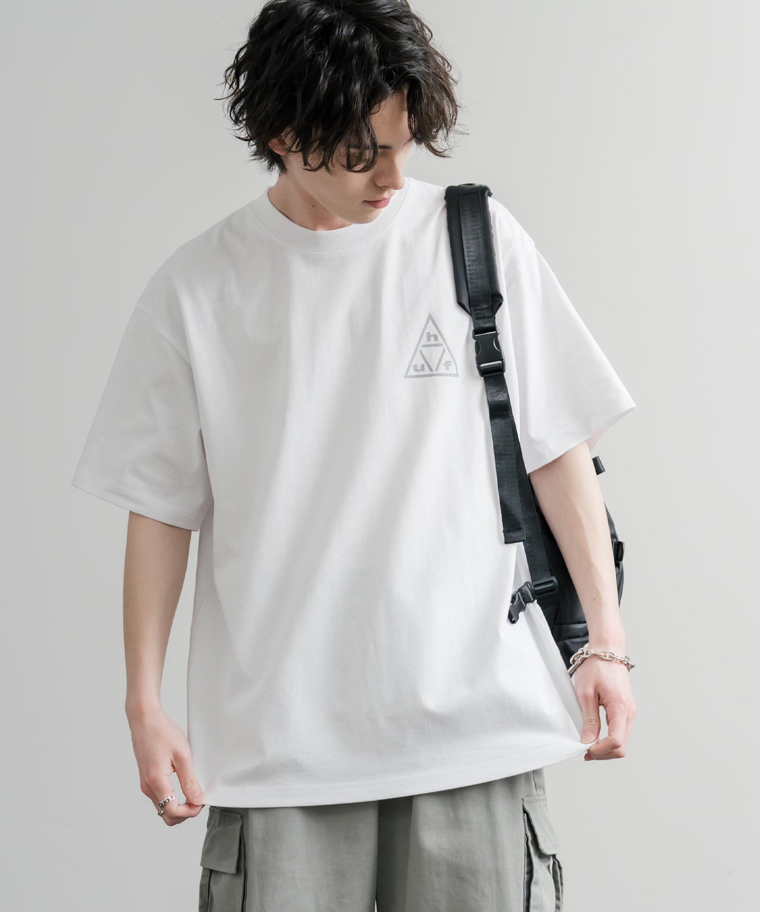 HUF ハフ オーバーサイズ ポケット プリント アソート半袖コットンTシャツ 15911