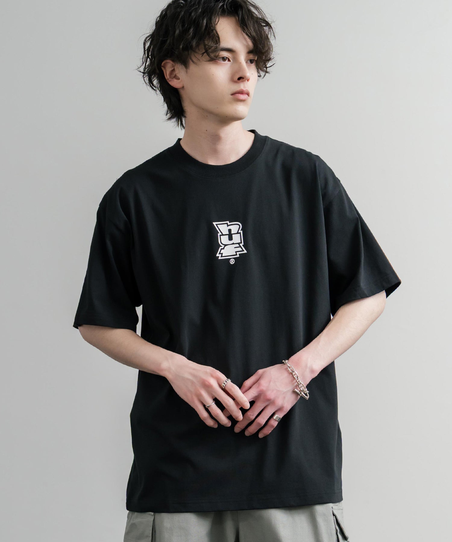 HUF ハフ オーバーサイズ ポケット プリント アソート半袖コットンTシャツ 15911