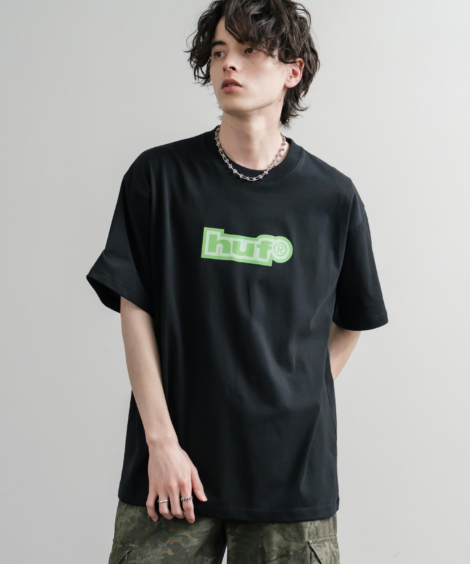 HUF ハフ オーバーサイズ ポケット プリント アソート半袖コットンTシャツ 15911