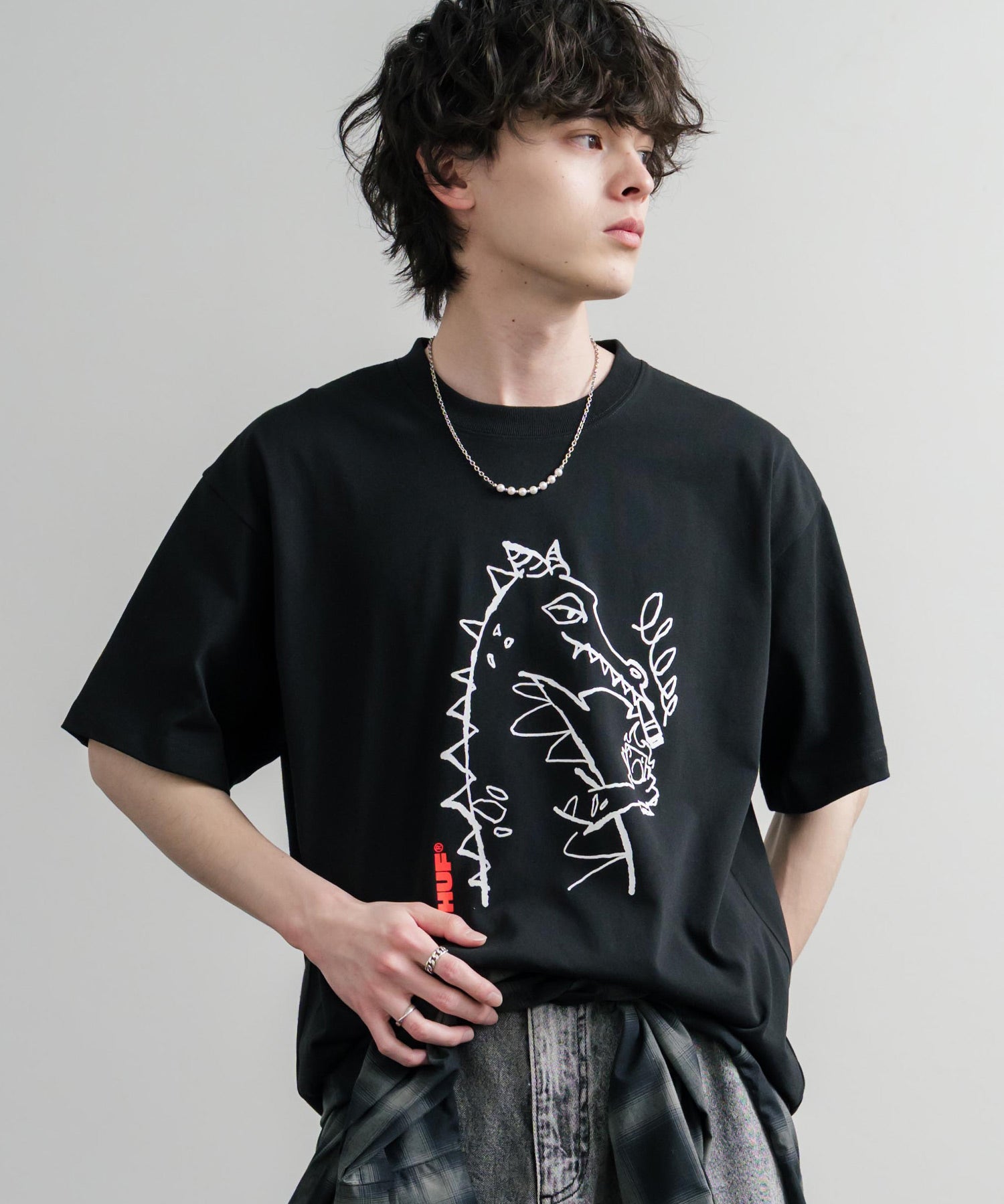 HUF ハフ オーバーサイズ ポケット プリント アソート半袖コットンTシャツ 15911