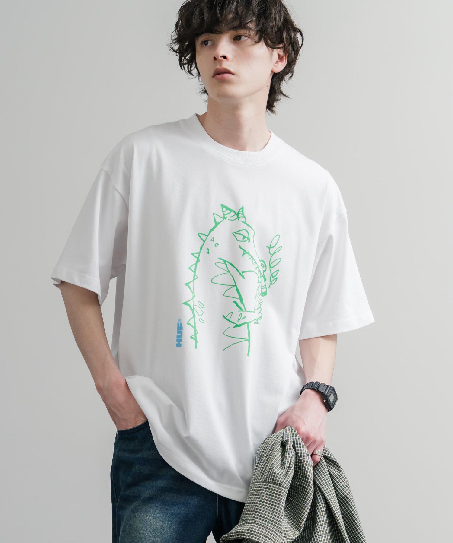 HUF ハフ オーバーサイズ ポケット プリント アソート半袖コットンTシャツ 15911