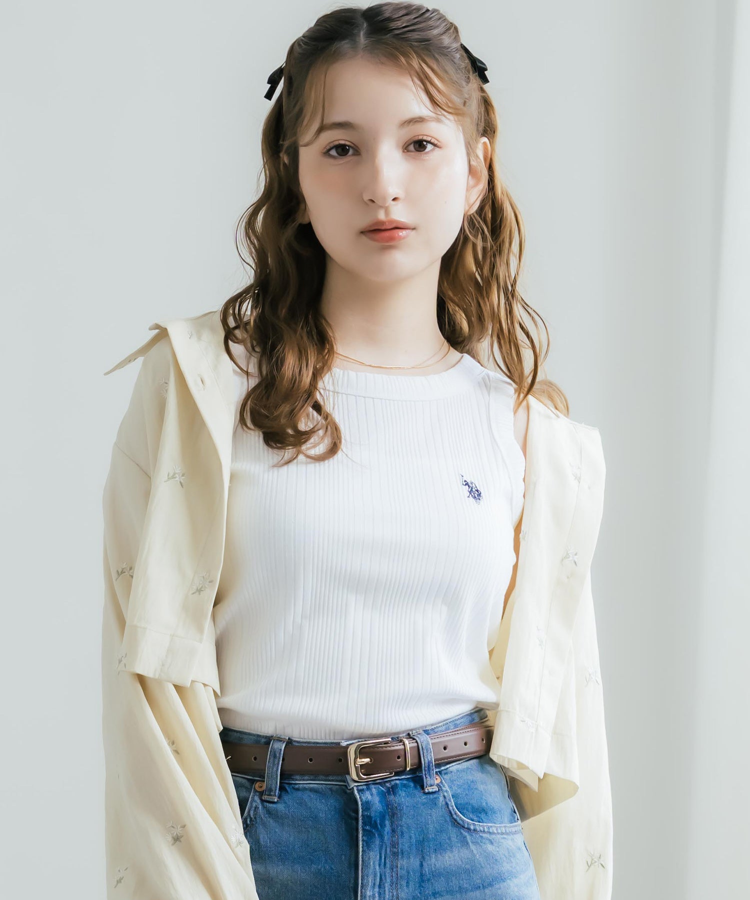 U.S. POLO ASSN. ユーエスポロアッスン W's ワンポイントロゴ刺繍テレコリブタンクトップ 15921
