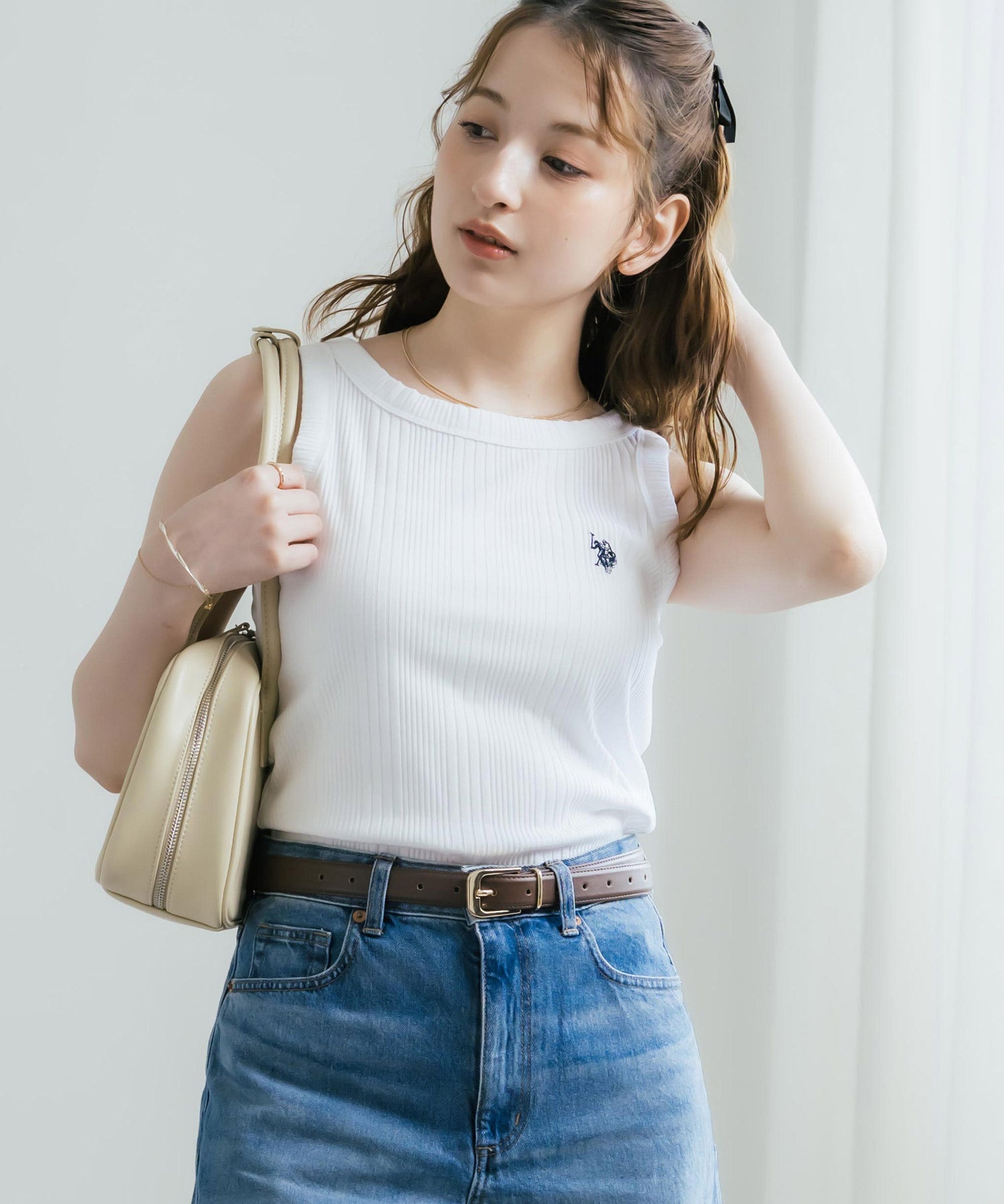 U.S. POLO ASSN. ユーエスポロアッスン W's ワンポイントロゴ刺繍テレコリブタンクトップ 15921