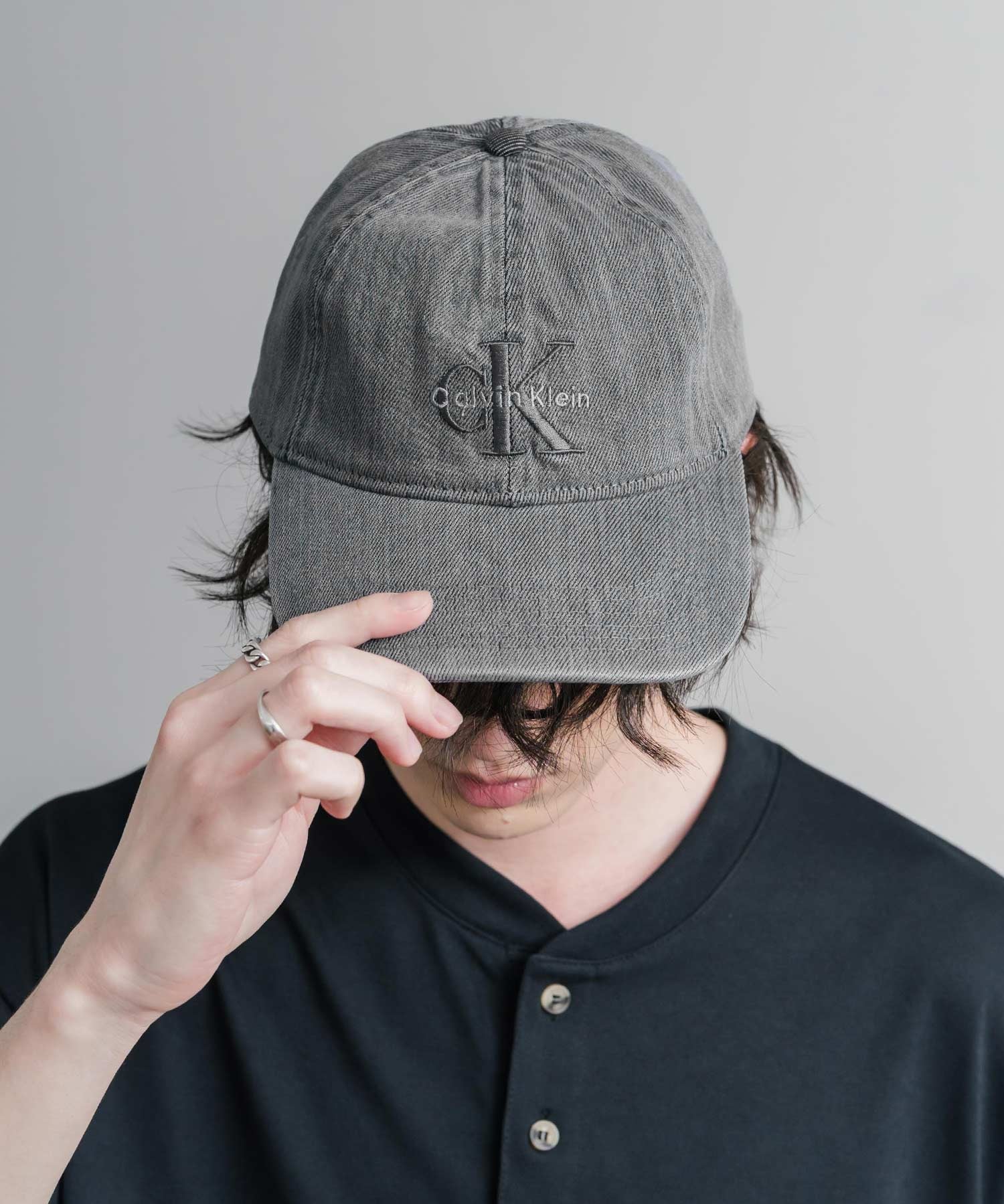 Calvin Klein カルバンクライン LOGO DENIM CAP ワンポイントロゴ刺繍デニムベースボールキャップ 15932
