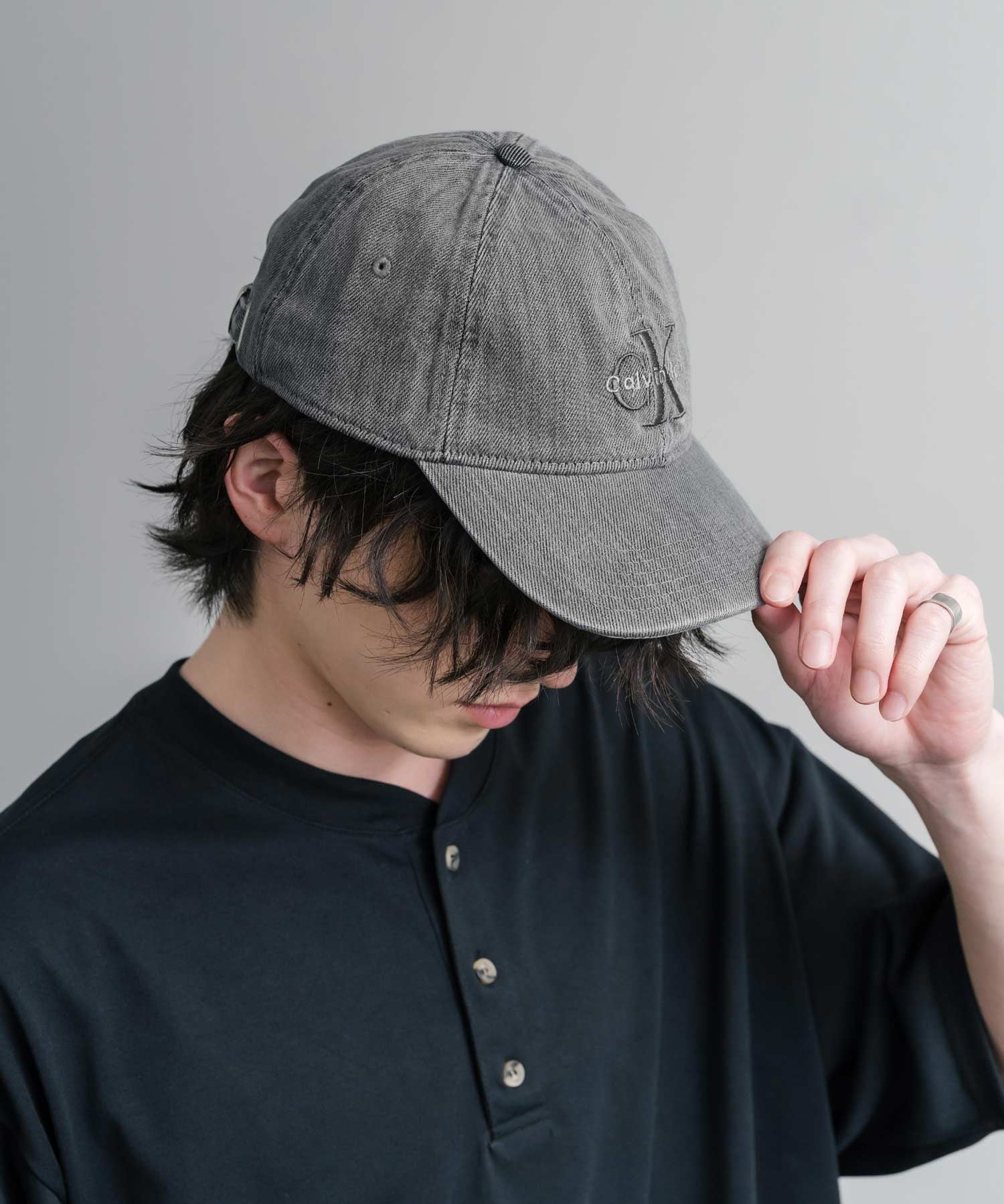 Calvin Klein カルバンクライン LOGO DENIM CAP ワンポイントロゴ刺繍デニムベースボールキャップ 15932