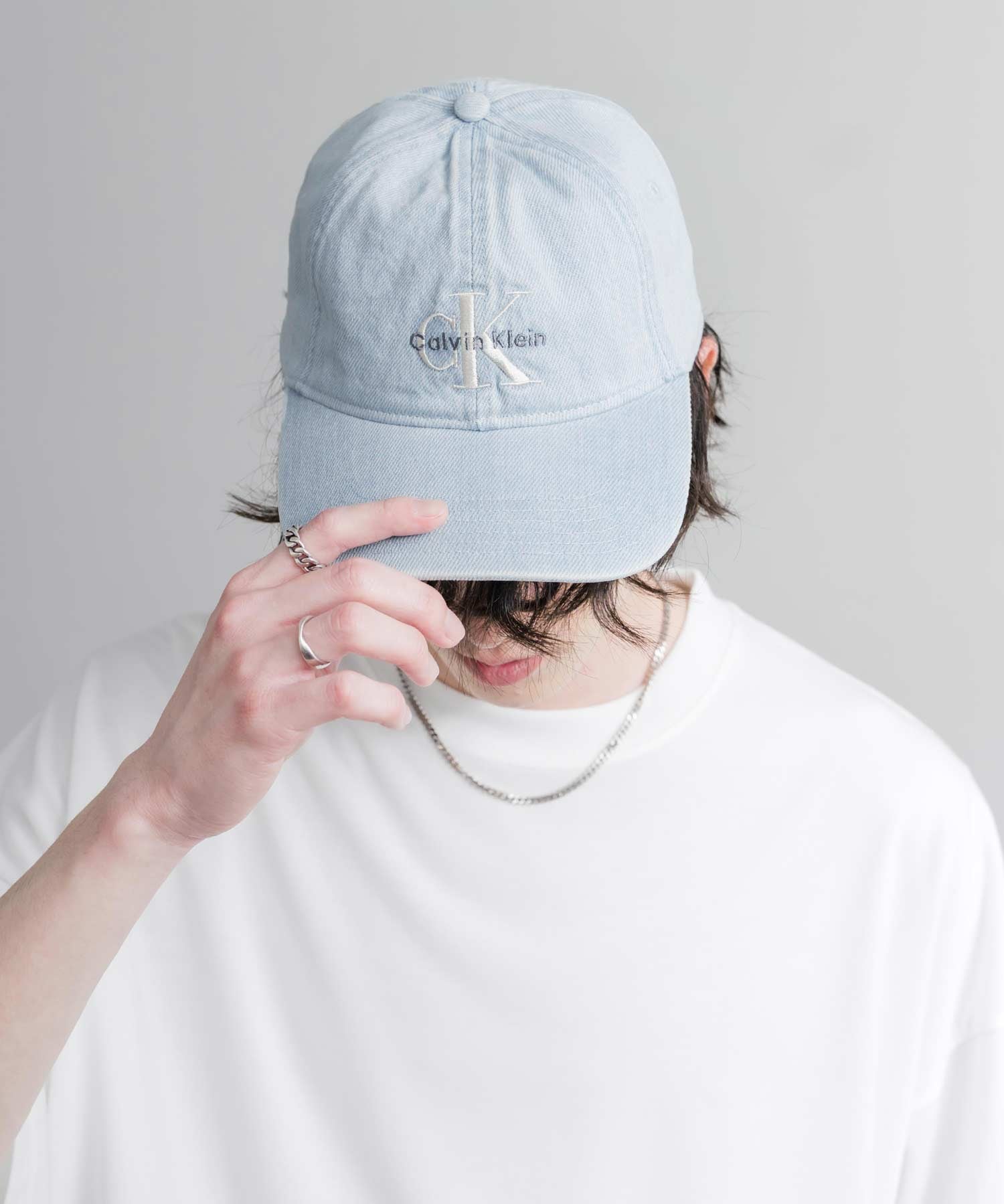 Calvin Klein カルバンクライン LOGO DENIM CAP ワンポイントロゴ刺繍デニムベースボールキャップ 15932