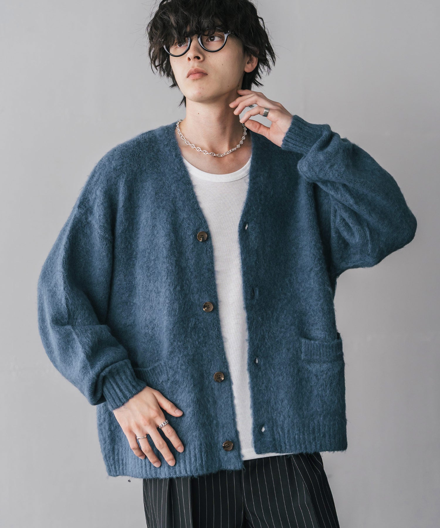 オーバーサイズモヘアタッチシャギーニットカーディガン 15964