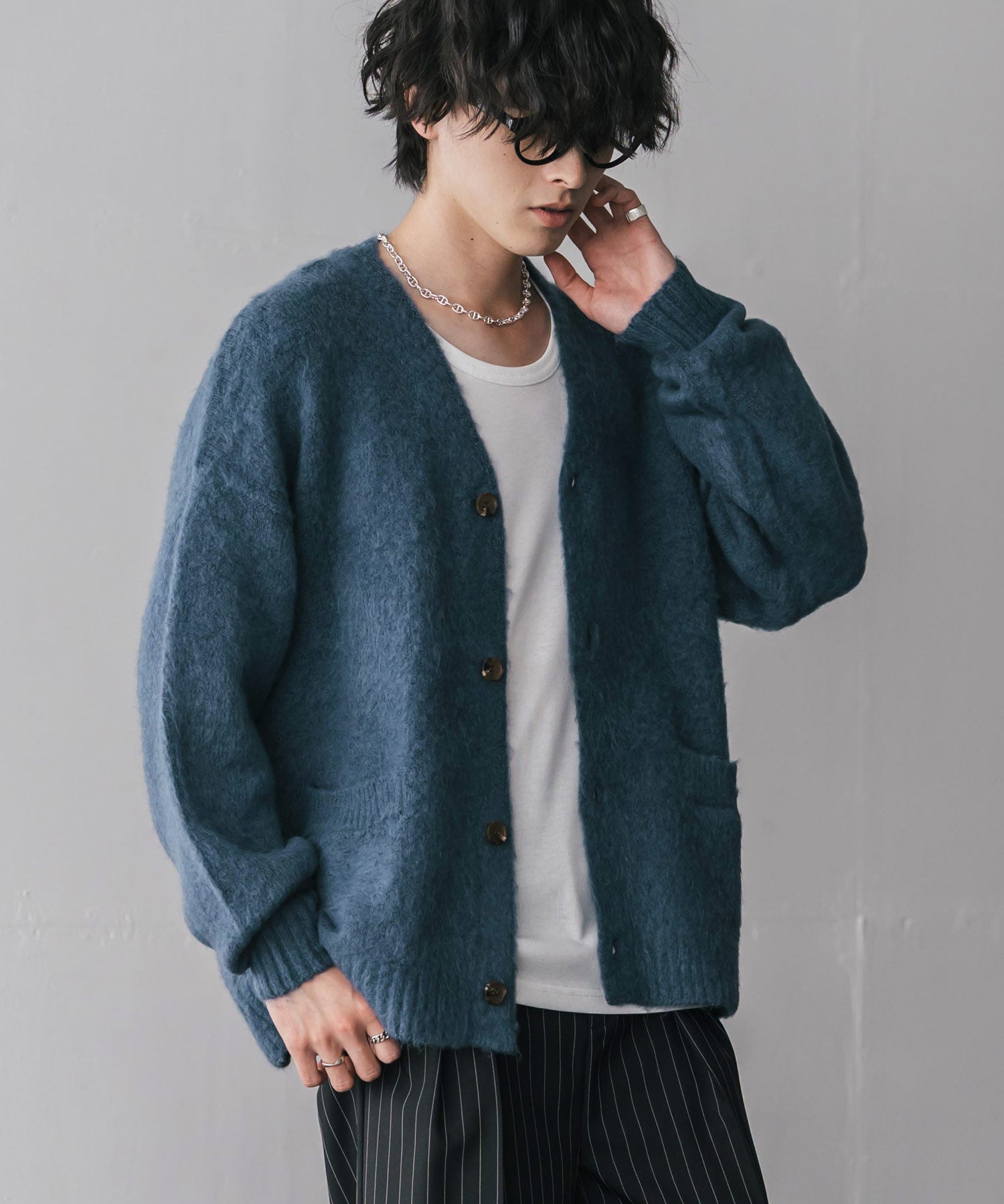 オーバーサイズモヘアタッチシャギーニットカーディガン 15964