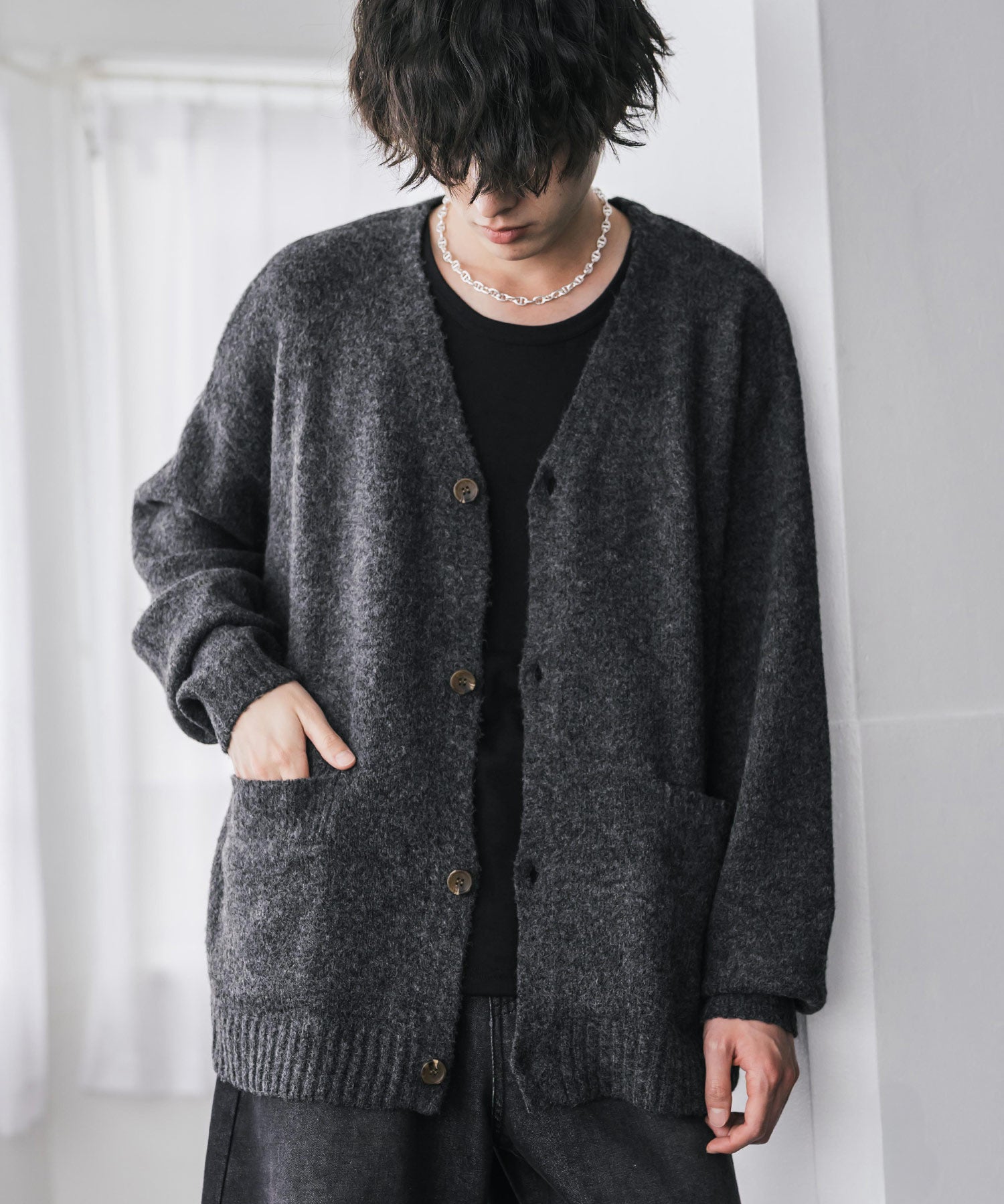 オーバーサイズモヘアタッチシャギーニットカーディガン 15964