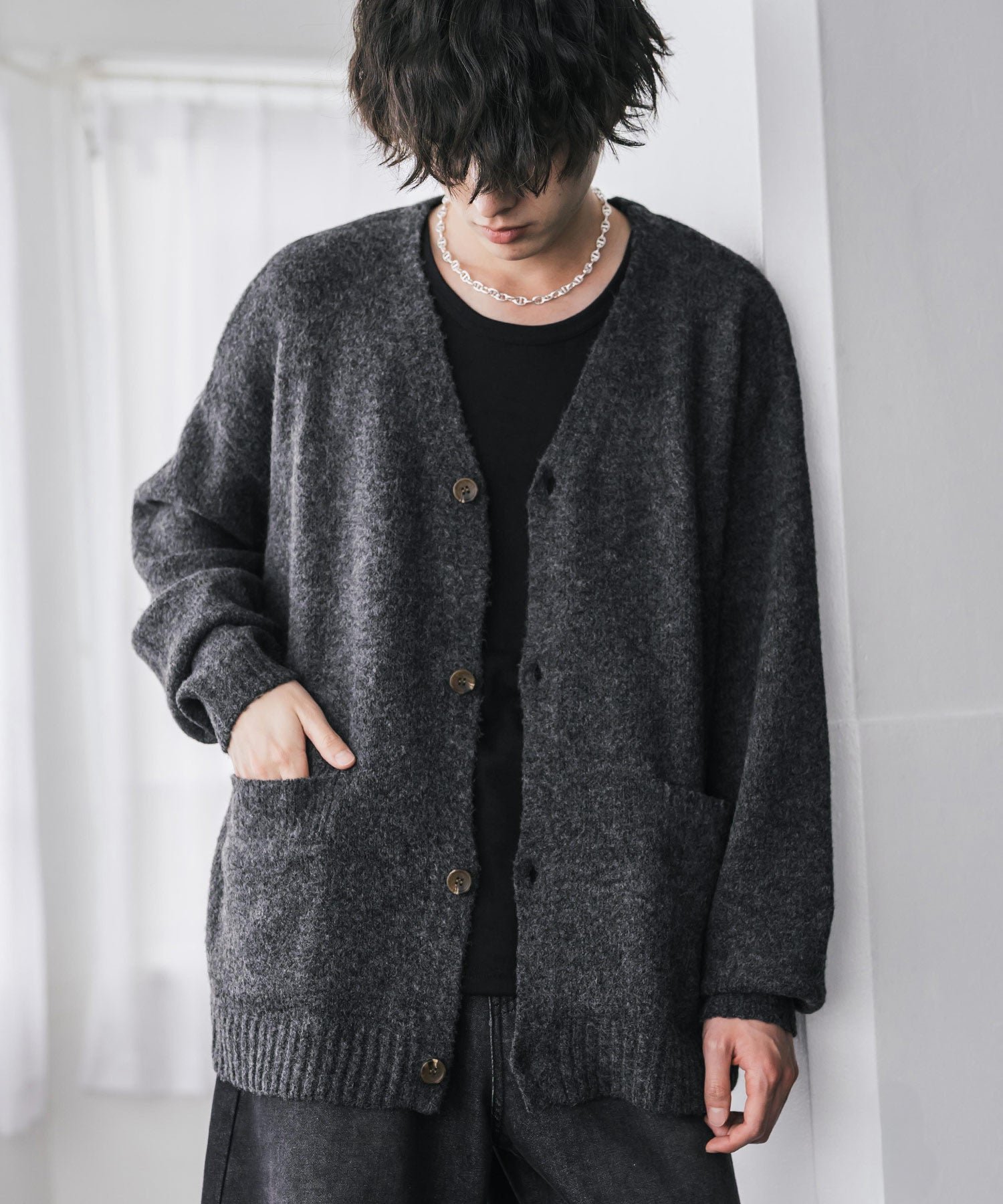 オーバーサイズモヘアタッチシャギーニットカーディガン 15964