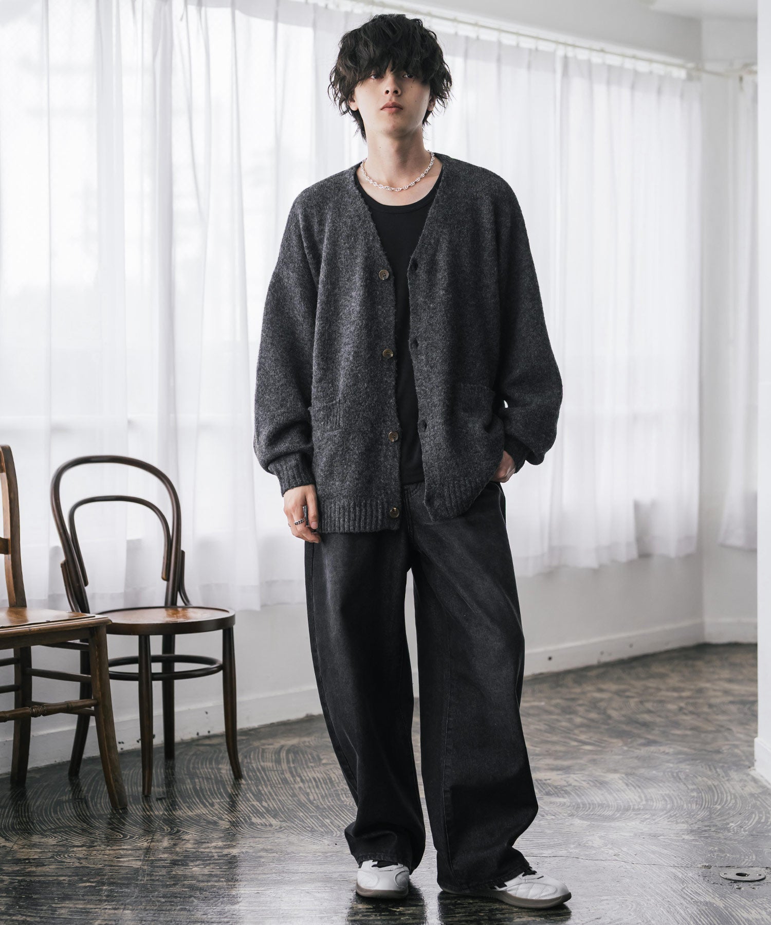 オーバーサイズモヘアタッチシャギーニットカーディガン 15964