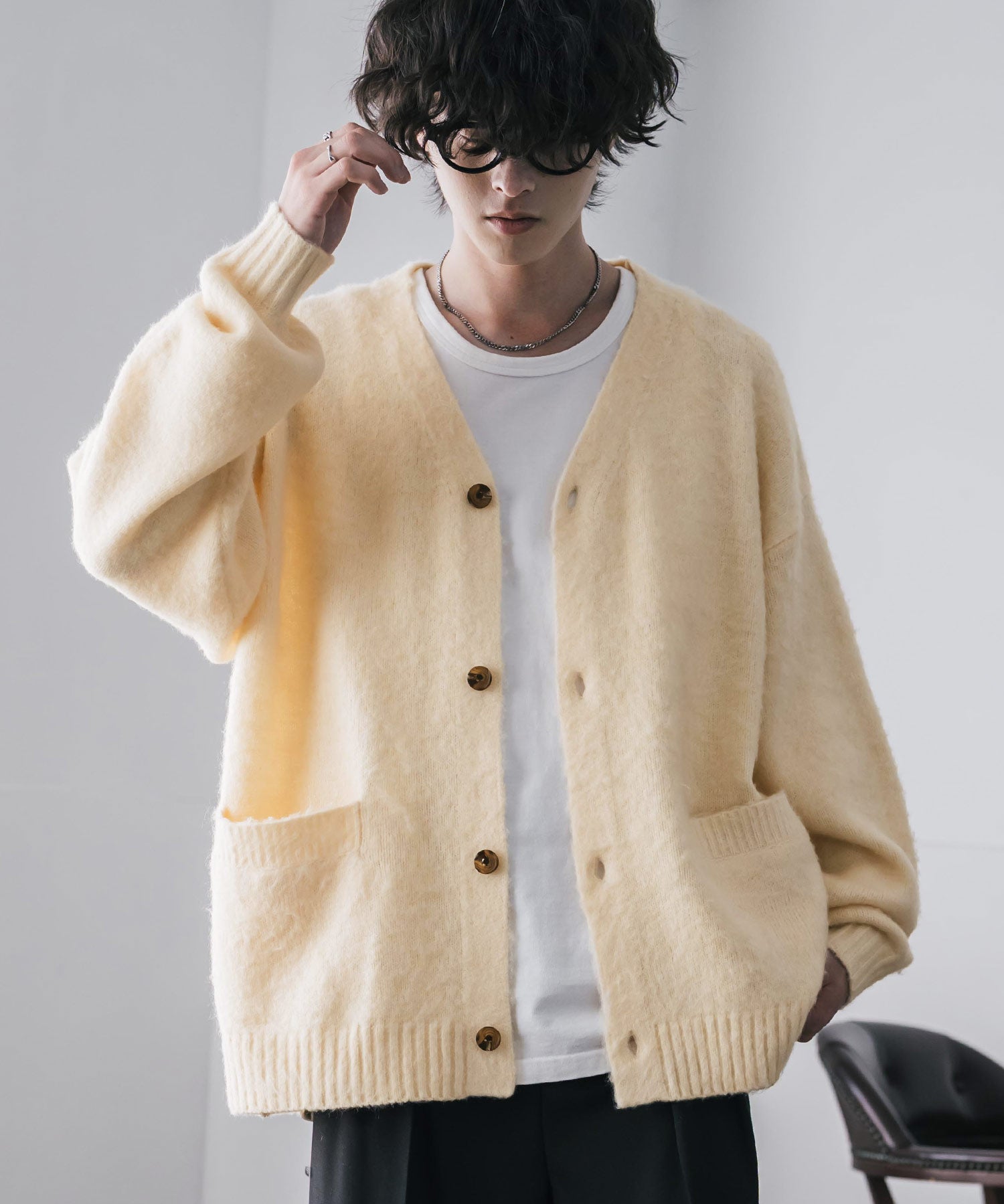 オーバーサイズモヘアタッチシャギーニットカーディガン 15964