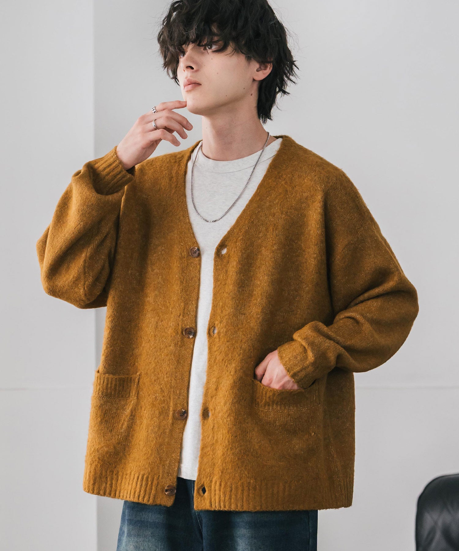 オーバーサイズモヘアタッチシャギーニットカーディガン 15964