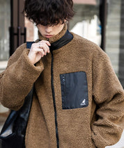 KANGOL カンゴール 別注コラボ オーバーサイズワンポイントロゴ刺繍シープボアフリースジャケット/ブルゾン 15987
