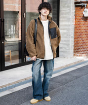 KANGOL カンゴール 別注コラボ オーバーサイズワンポイントロゴ刺繍シープボアフリースジャケット/ブルゾン 15987