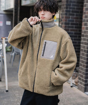 KANGOL カンゴール 別注コラボ オーバーサイズワンポイントロゴ刺繍シープボアフリースジャケット/ブルゾン 15987