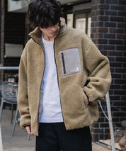 KANGOL カンゴール 別注コラボ オーバーサイズワンポイントロゴ刺繍シープボアフリースジャケット/ブルゾン 15987