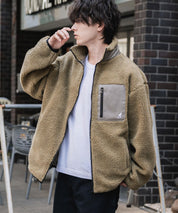 KANGOL カンゴール 別注コラボ オーバーサイズワンポイントロゴ刺繍シープボアフリースジャケット/ブルゾン 15987