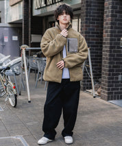 KANGOL カンゴール 別注コラボ オーバーサイズワンポイントロゴ刺繍シープボアフリースジャケット/ブルゾン 15987