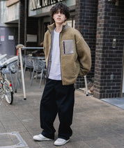 KANGOL カンゴール 別注コラボ オーバーサイズワンポイントロゴ刺繍シープボアフリースジャケット/ブルゾン 15987