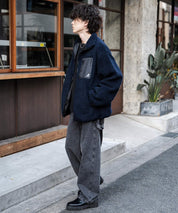 KANGOL カンゴール 別注コラボ オーバーサイズワンポイントロゴ刺繍シープボアフリースジャケット/ブルゾン 15987
