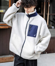 KANGOL カンゴール 別注コラボ オーバーサイズワンポイントロゴ刺繍シープボアフリースジャケット/ブルゾン 15987