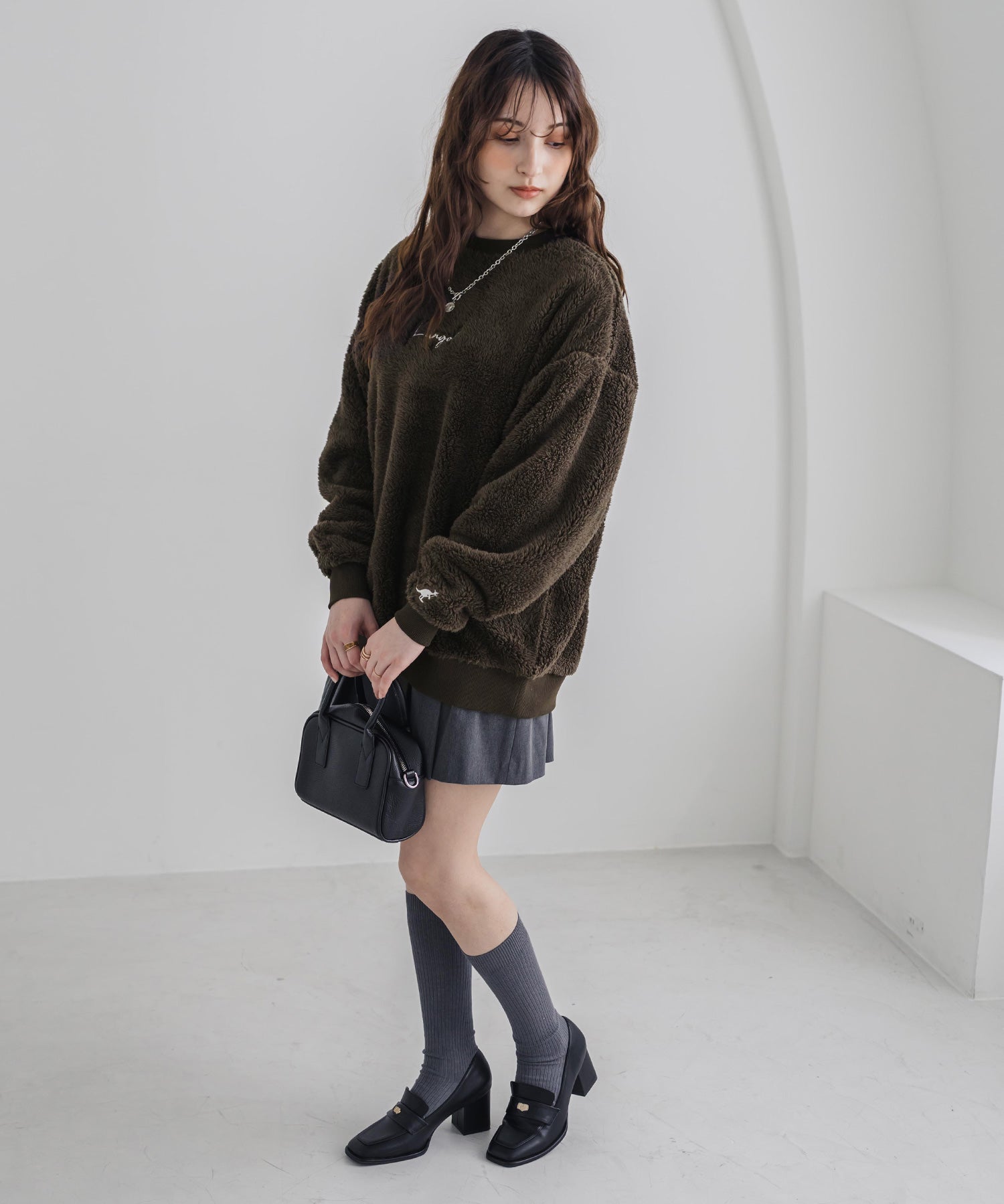 KANGOL カンゴール 別注コラボ ロゴ刺繍シャギーボアフリースクルーネックトレーナー 15988　