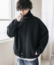 2WAY フェイクファー B-15 オーバーサイズウールライクミリタリーショートブルゾン/ベルトストラップ付きスタンドネックジャケット 15995