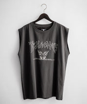 オーバーサイズ ピグメントライクグラフィックプリントノースリーブTシャツ