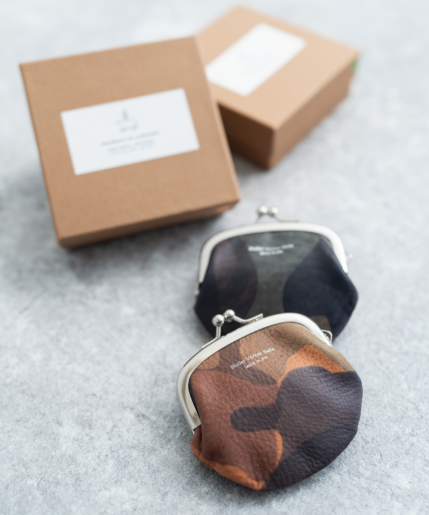 Butler Verner Sails バトラーバーナーセイルズ 日本製 国産迷彩イタリアンレザーがま口小銭入れ JW-2555 11044